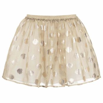 Girls Gold Spotted Tulle Skirt