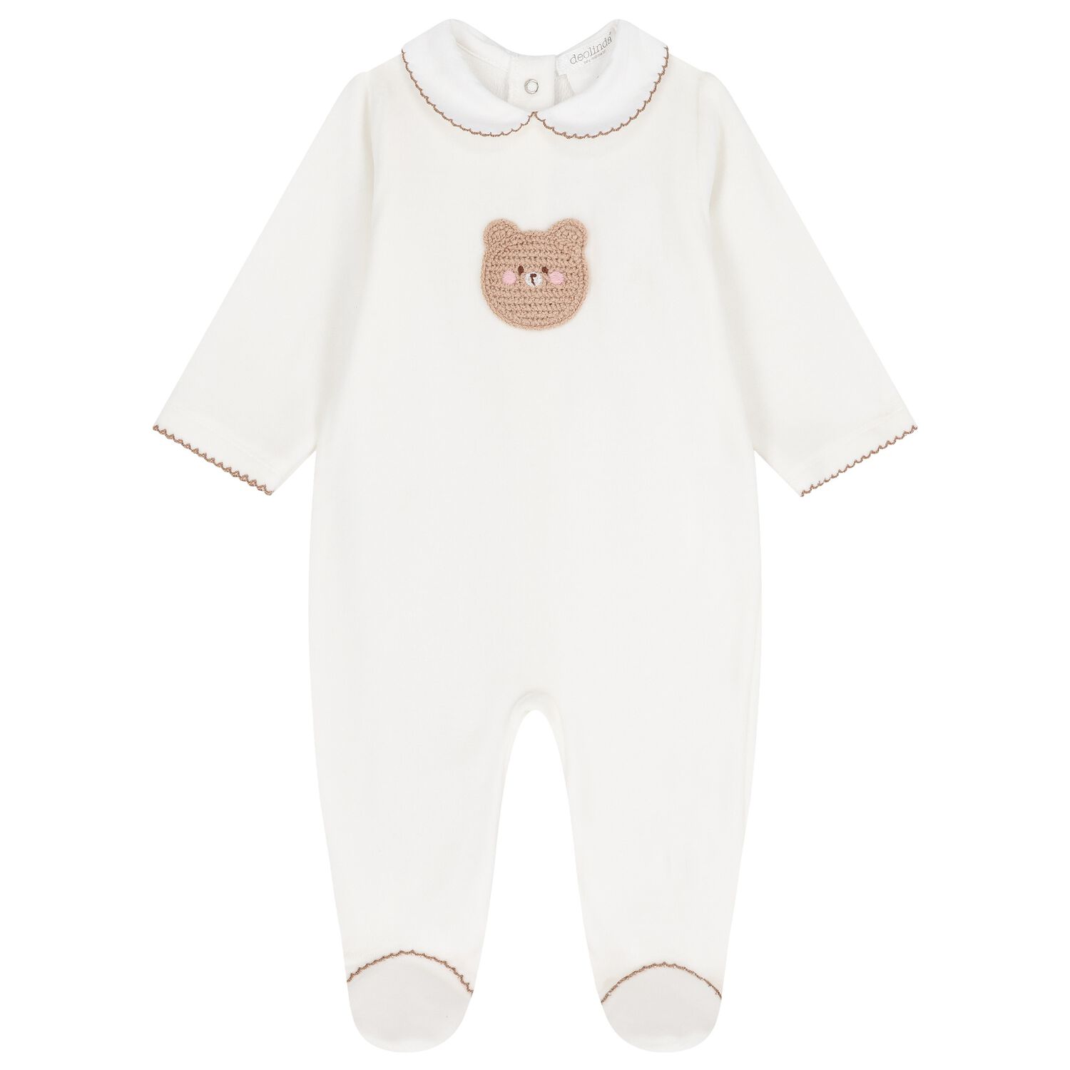 Baby Girls Ivory Teddy Bear Babygrow, 1, hi-res