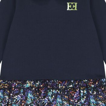 Younger Girls Navy Blue Logo Dress