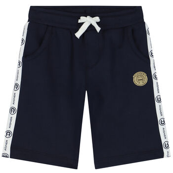 Younger Boys Navy Logo Shorts