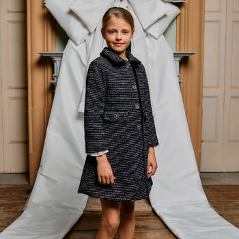 Girls Black Tweed Coat 