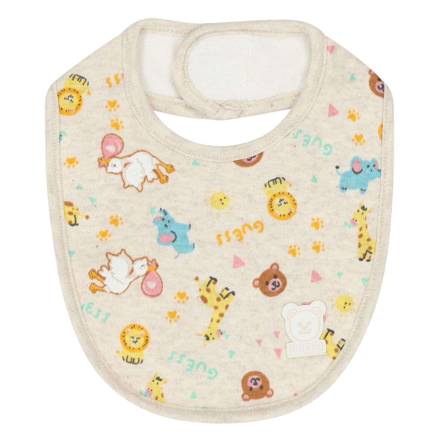 Beige Logo Teddy Bear Baby Bib ( 2-Pack ), 1, hi-res