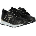 Girls Black Logo Trainers, 1, hi-res