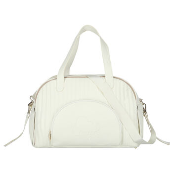 Ivory Faux Leather Quilted Baby Changing Bag