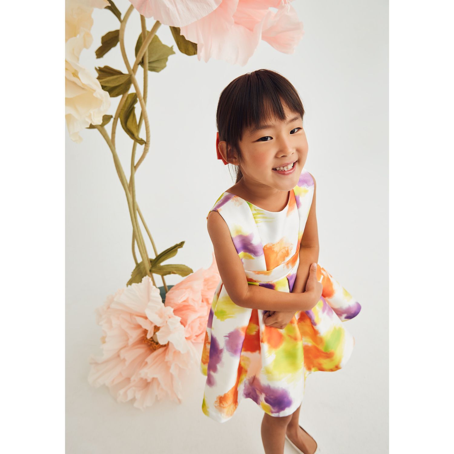 Girls Multi-Coloured Satin Dress, 1, hi-res image number null