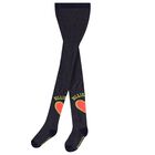 جوارب بنات طويله بطبعه قلب باللون الكحلى , 1, hi-res