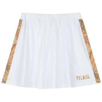 Girls White Geo Map Skirt