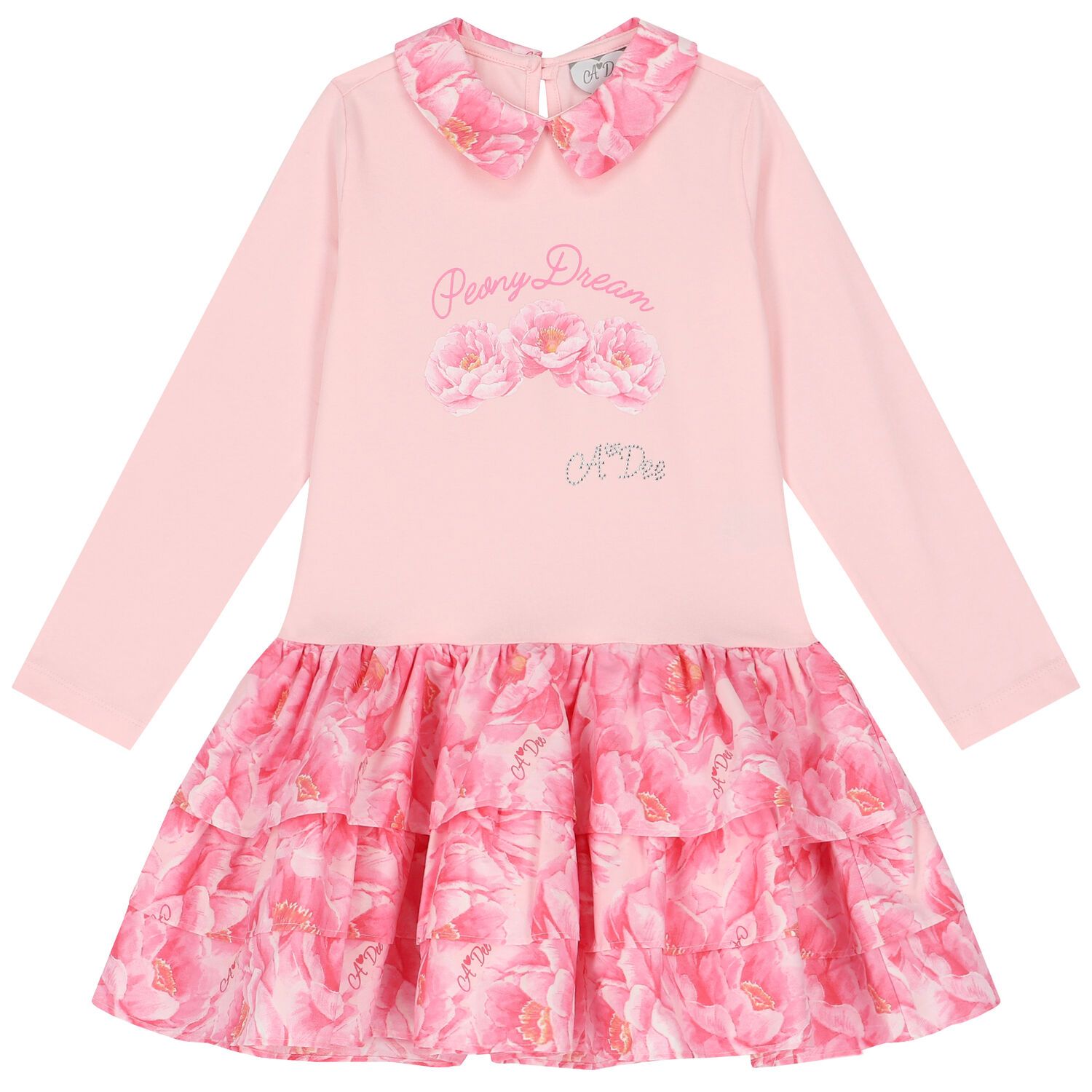 فستان بنات بالزهور باللون الوردى, 1, hi-res