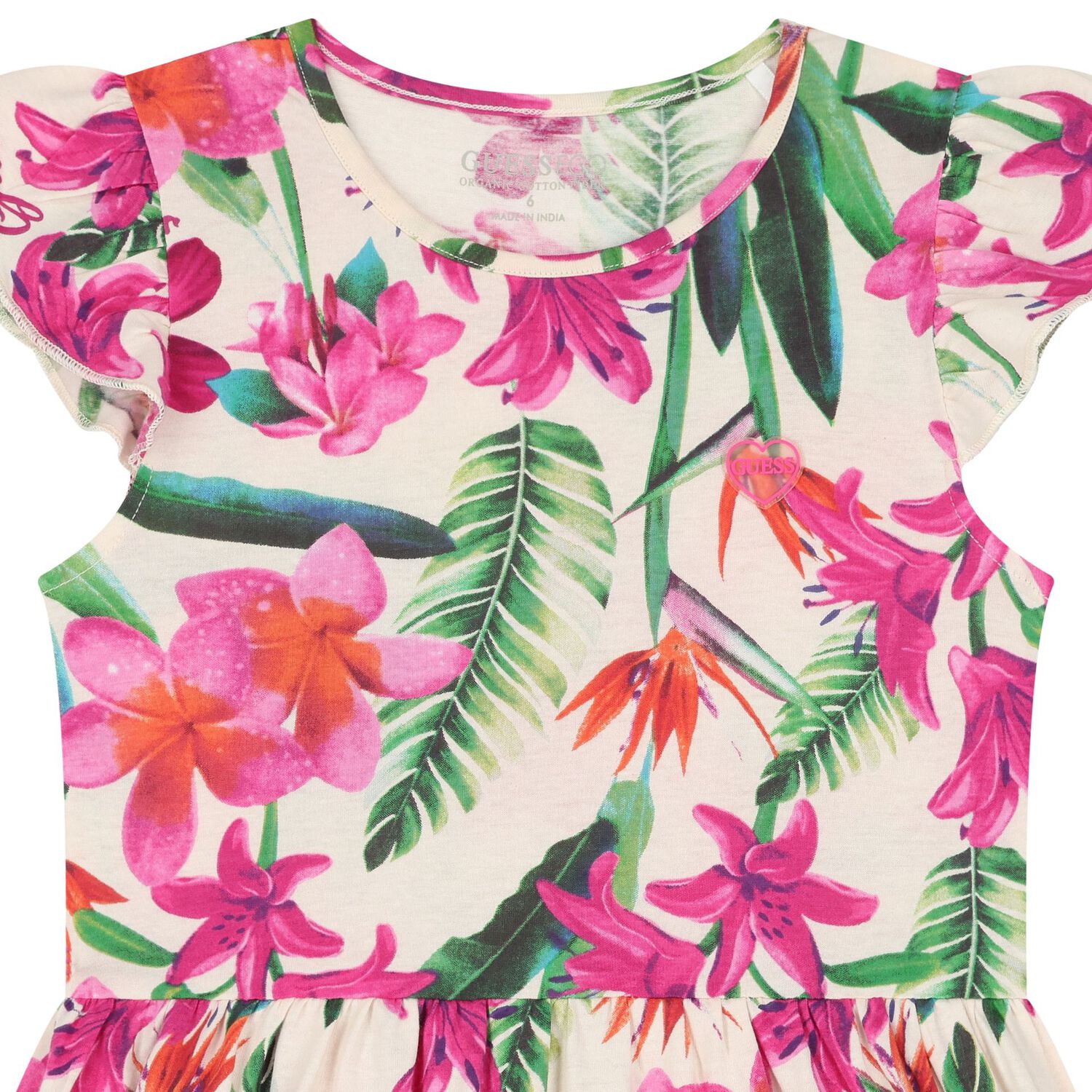 فستان زهري باللون  عاجي للبنات, 1, hi-res