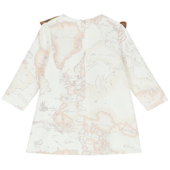 Girls Ivory & Beige Geo Map Dress 