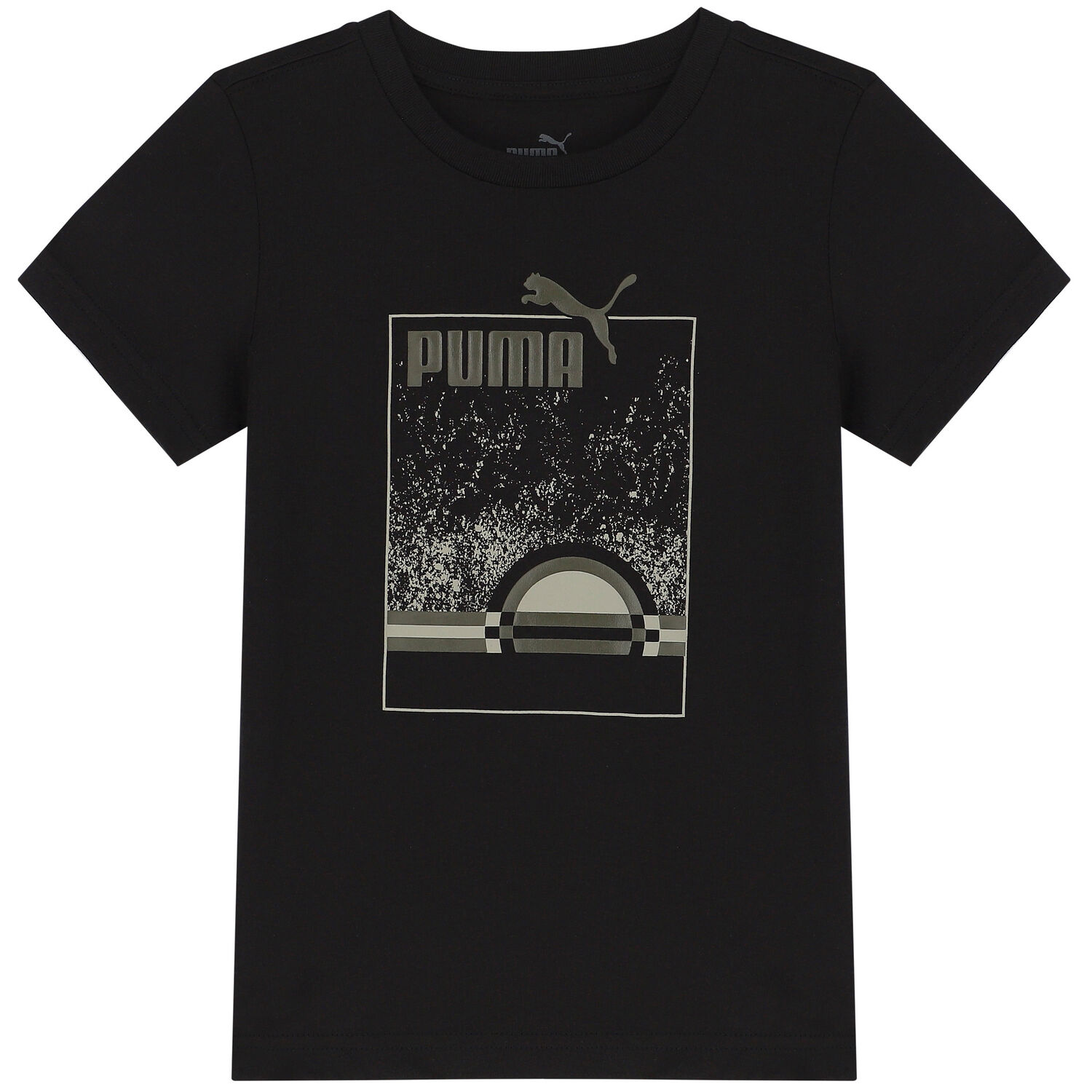 تيشيرت أولاد بالشعار باللون الأسود, 1, hi-res