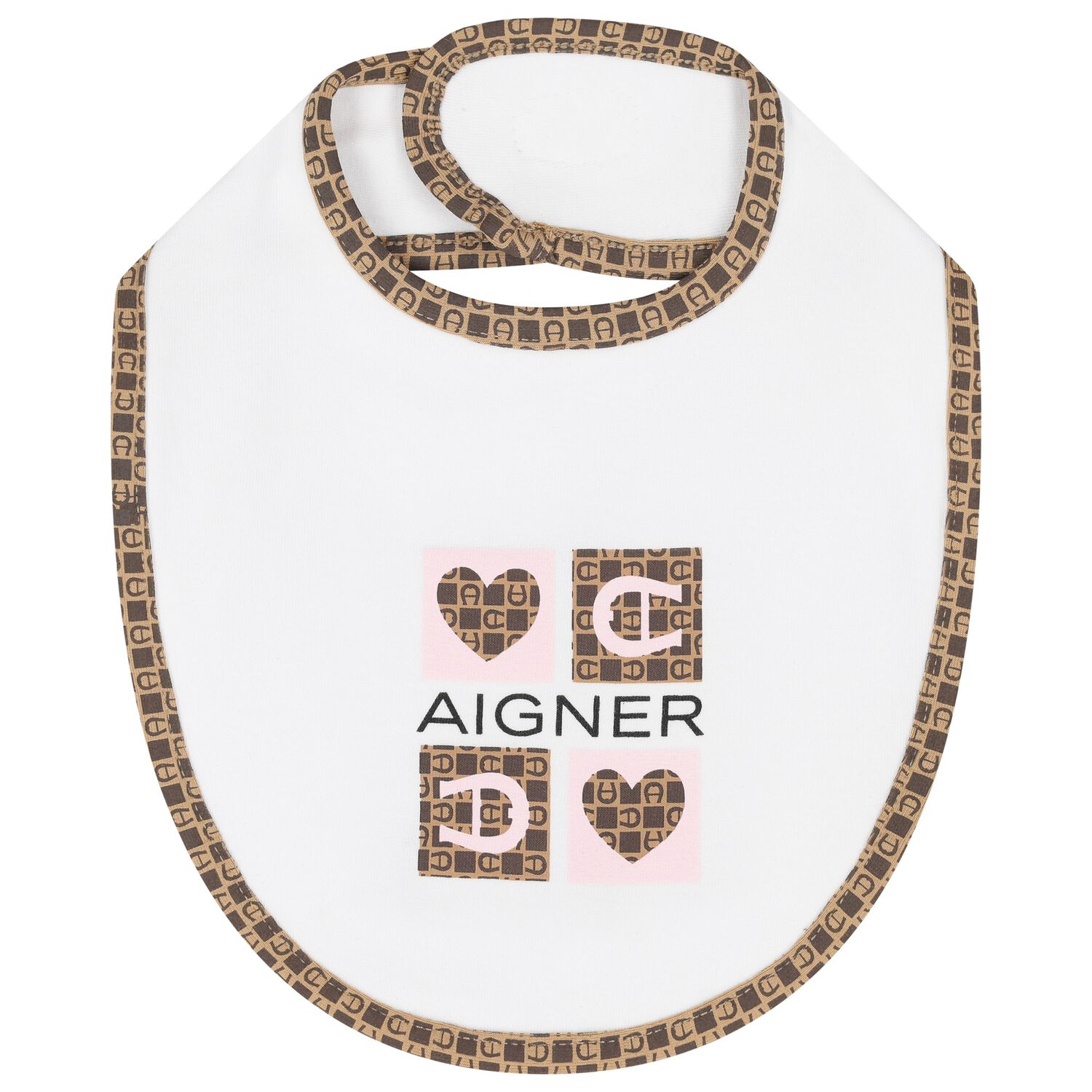 Baby Girls White & Pink Logo Bib, 2, hi-res