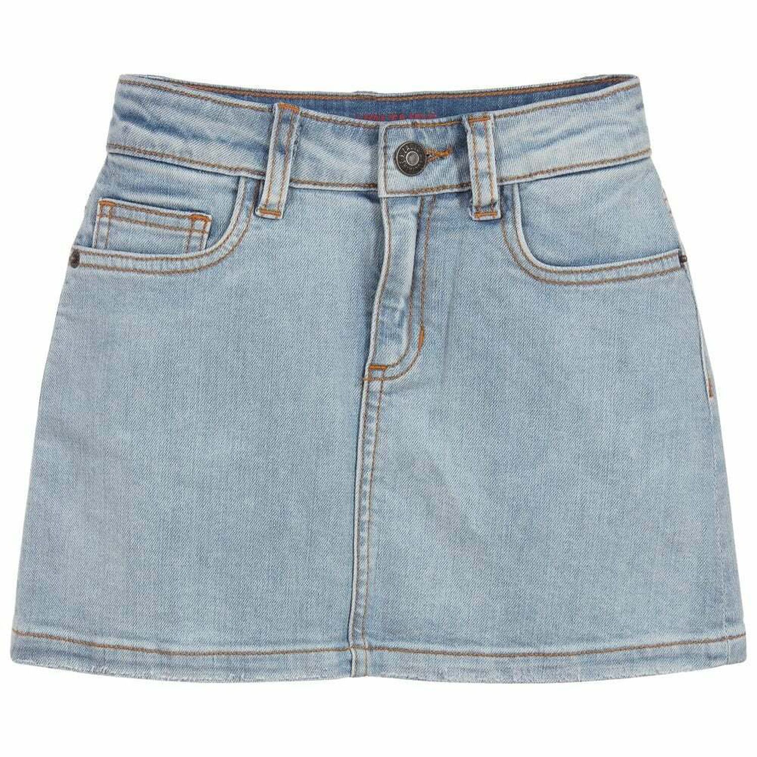 Girls Blue Denim Skirt, 1, hi-res