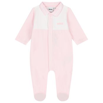 Baby Girls Pink & White Babygrow