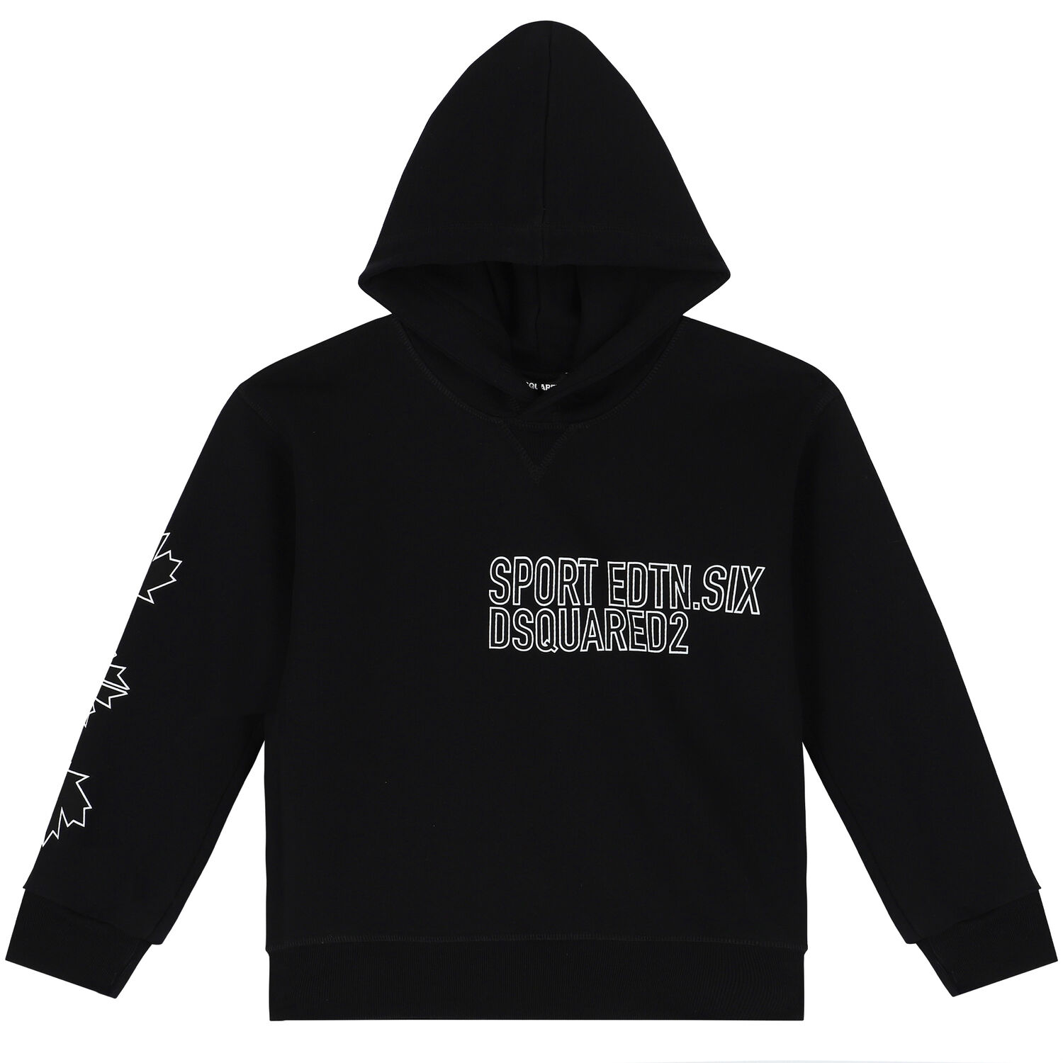 Black Maple Leaf print Logo Hooded Top, 1, hi-res image number null