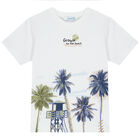 طقم شورت بطبعة أشجار النخيل باللون الابيض والاصفر للاولاد, 1, hi-res