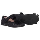 Girls Black Bow Glitter Shoes, 1, hi-res