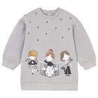 Younger Girls Grey Fleece Sweatshirt Dress, 1, hi-res