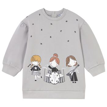 فستان سويت شيرت من الصوف للبنات باللون الرمادى 