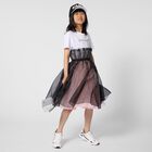 Girls White & Black Organza Dress, 1, hi-res