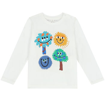 Younger Boys Ivory Monster Logo Long Sleeve Top