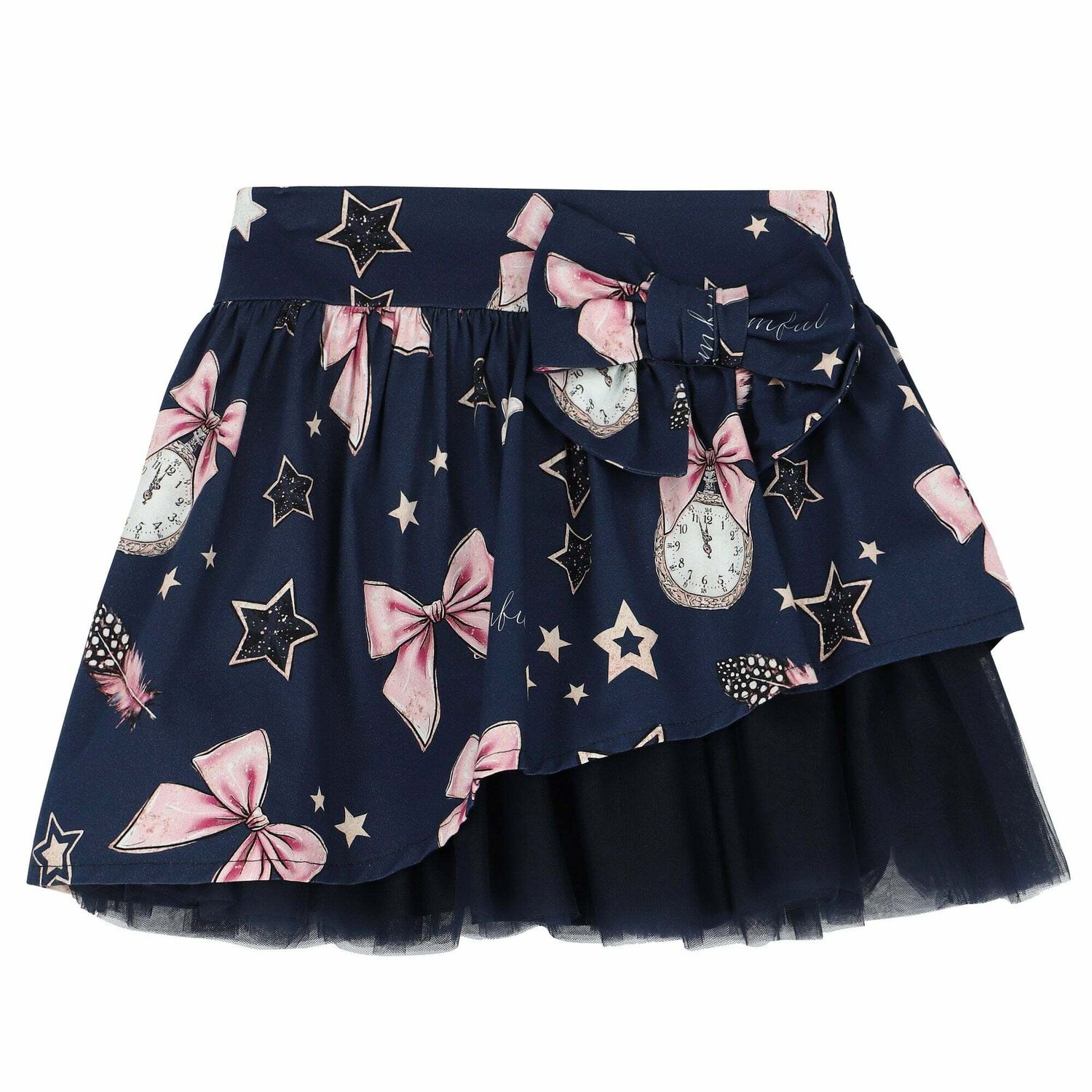 Girls White & Navy Skirt Set, 1, hi-res image number null