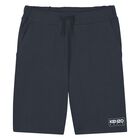 Boys Navy Blue Logo Shorts, 1, hi-res