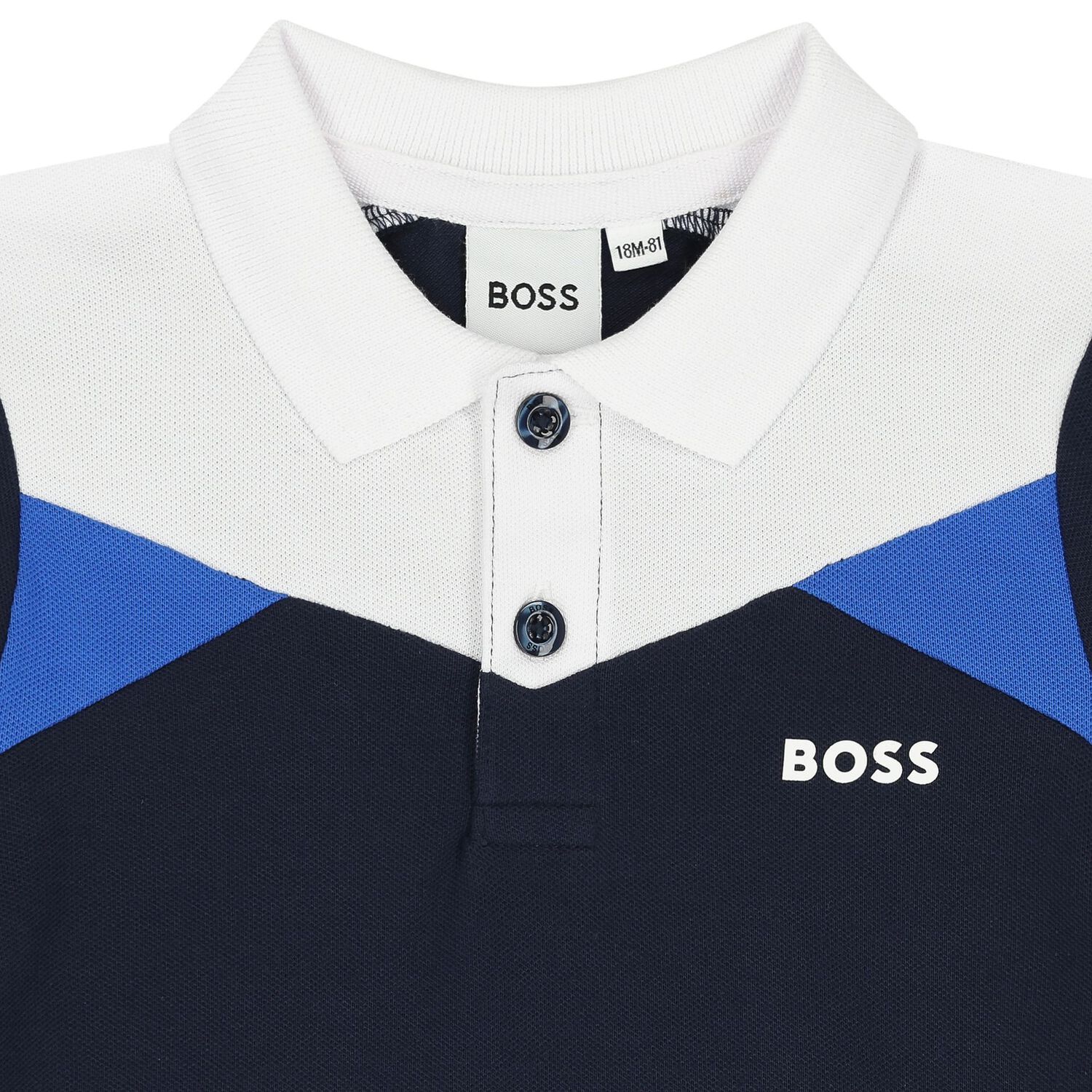 Younger Boys Navy Blue Logo Polo Shirt, 2, hi-res image number null