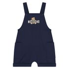 Younger Navy Blue & White Teddy Bear Logo Dungaree Set, 1, hi-res