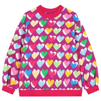 Girls Purple & Pink Heart Sweatshirt