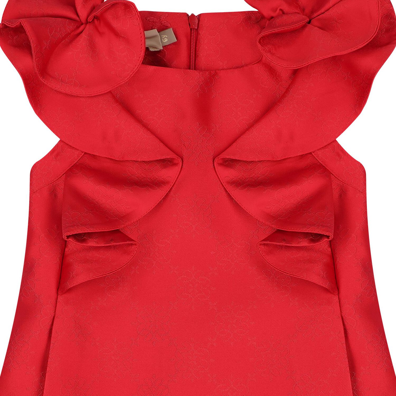 Girls Red Jacquard Dress, 2, hi-res
