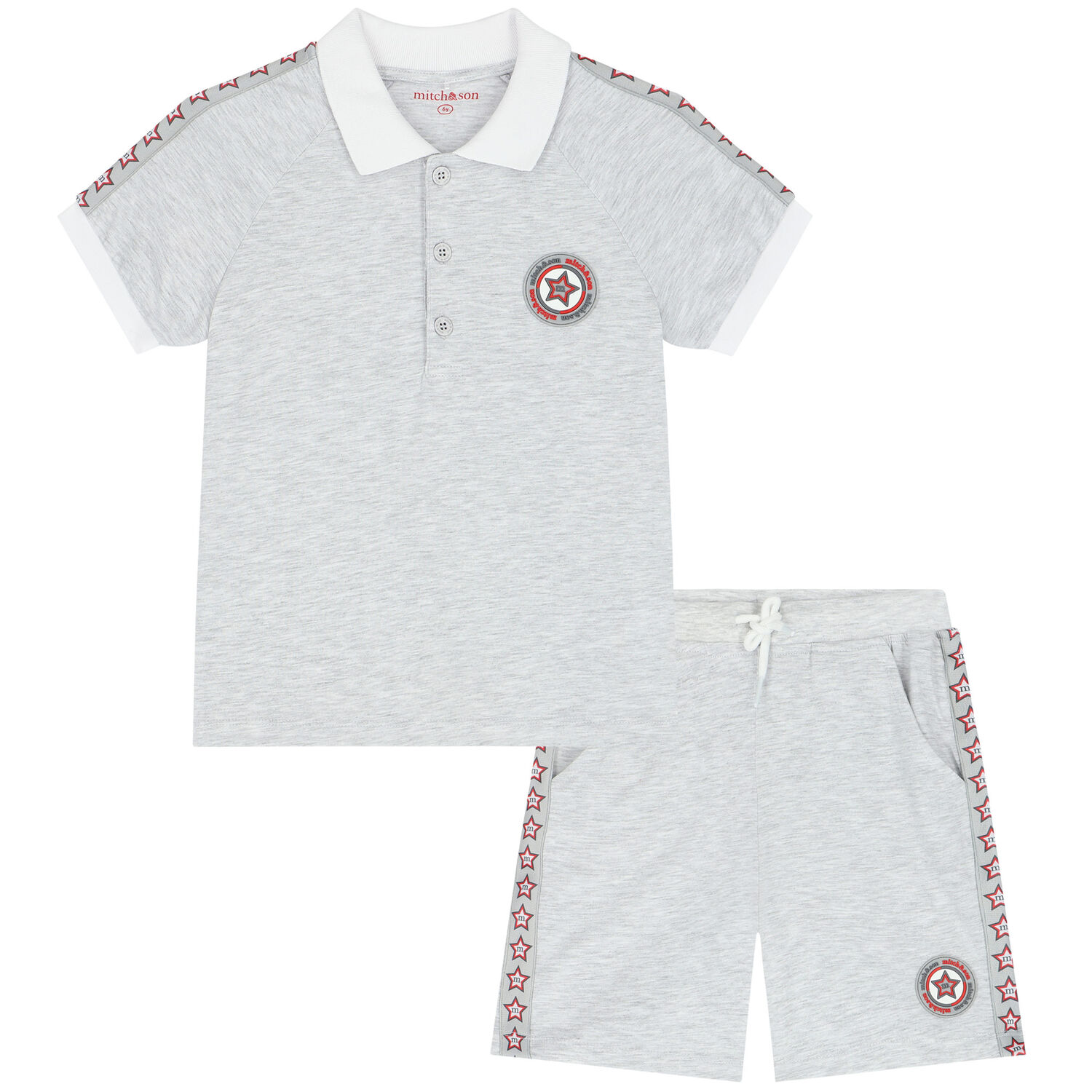 Boys Grey Polo Short Set, 1, hi-res