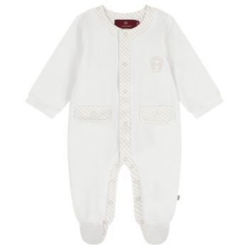 Baby Boys Navy Blue Logo Babygrow