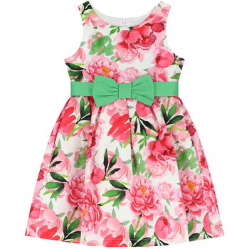 Girls Ivory & Pink Floral Dress