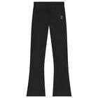 Girls Black Crystal Embellished Diamant&eacute; Logo Flared Leggings, 1, hi-res