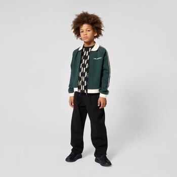 Boys Green Logo Zip Up Top