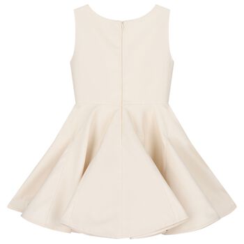 Girls Ivory Embellished Logo Dress