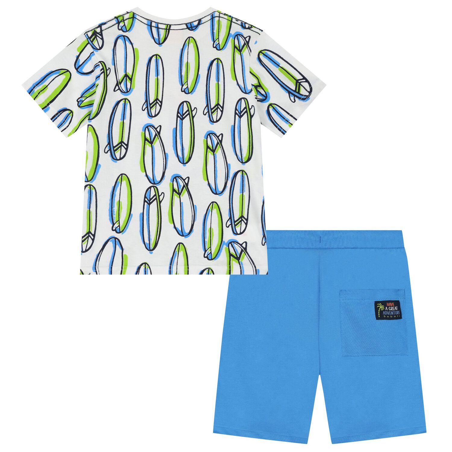 Boys White & Blue Surfboard Shorts Set, 1, hi-res