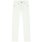 بنطلون جينز أولاد بالشعار باللون الابيض, 2, hi-res