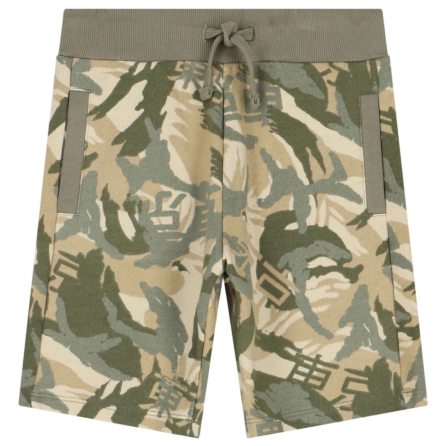 Boys Beige Logo Shorts, 1, hi-res