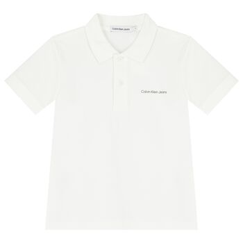 Boys White Logo Polo Shirt