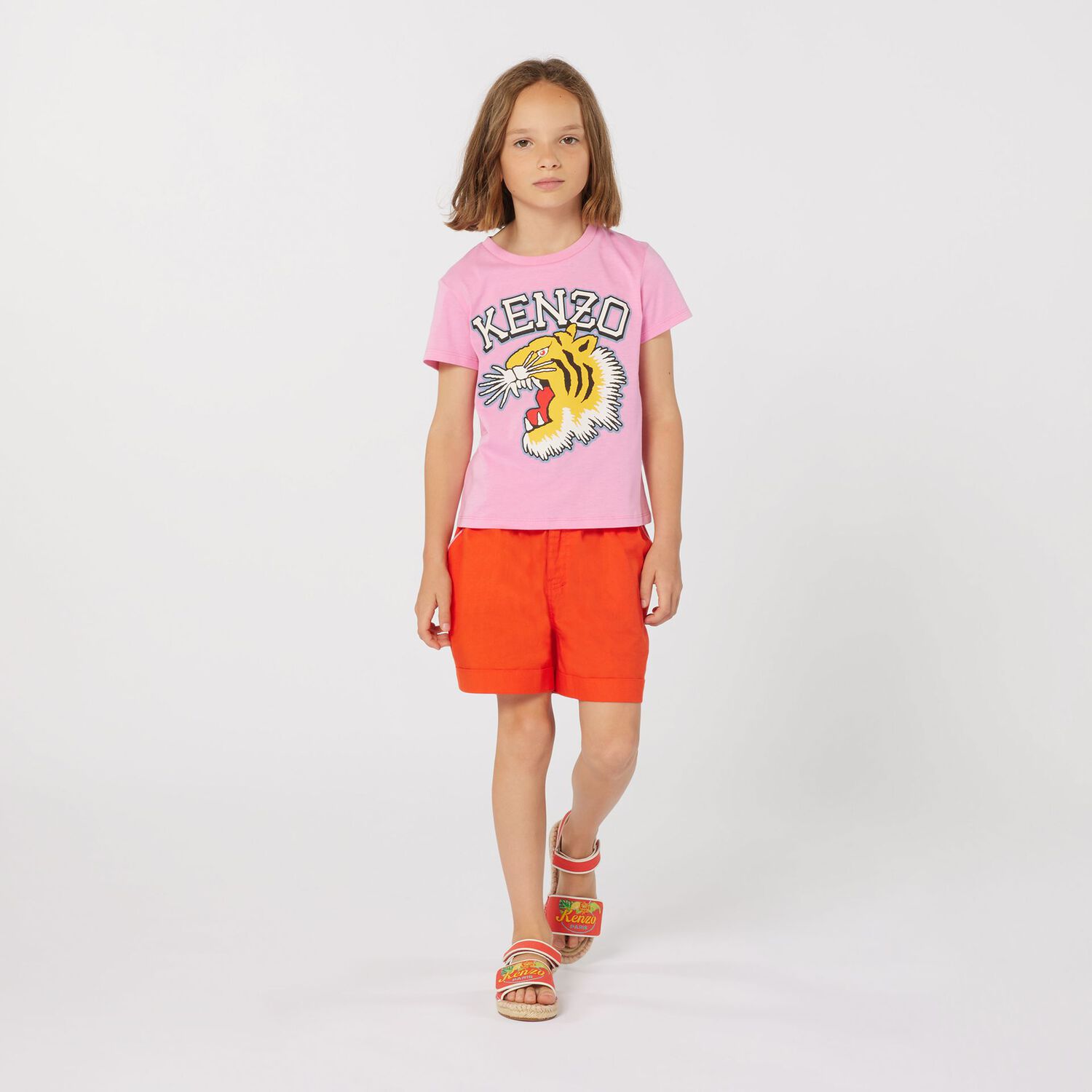Girls Pink Tiger Logo T-Shirt, 1, hi-res