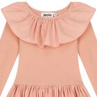 Girls Pink Ruffled Long Sleeve Dress, 1, hi-res