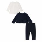 Baby Girls Navy Blue & Ivory 3 Piece Leggings Set, 2, hi-res