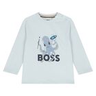 بلوزة بأكمام طويلة وشعار أزرق للأولاد الصغار, 2, hi-res