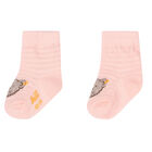 Baby Girls Pink Teddy Socks, 1, hi-res