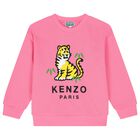 Girls Pink Tiger Logo Sweatshirt, 1, hi-res