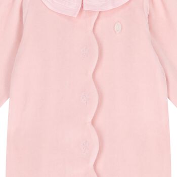 Baby Girls Pink Velour Ruffle Babygrow
