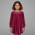 Girls Pink Sparkly Velour Dress, 1, hi-res