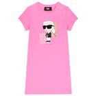 فستان بنات بشعار كارل باللون الوردى, 1, hi-res